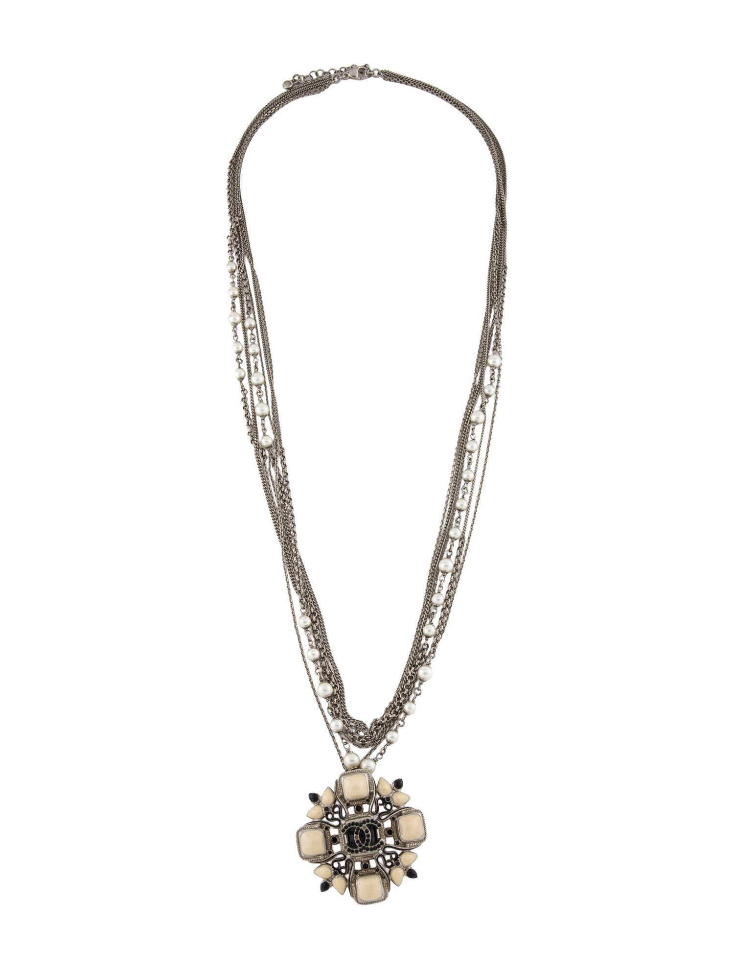 Chanel Faux Pearl, Strass & Resin CC Multistrand Necklace