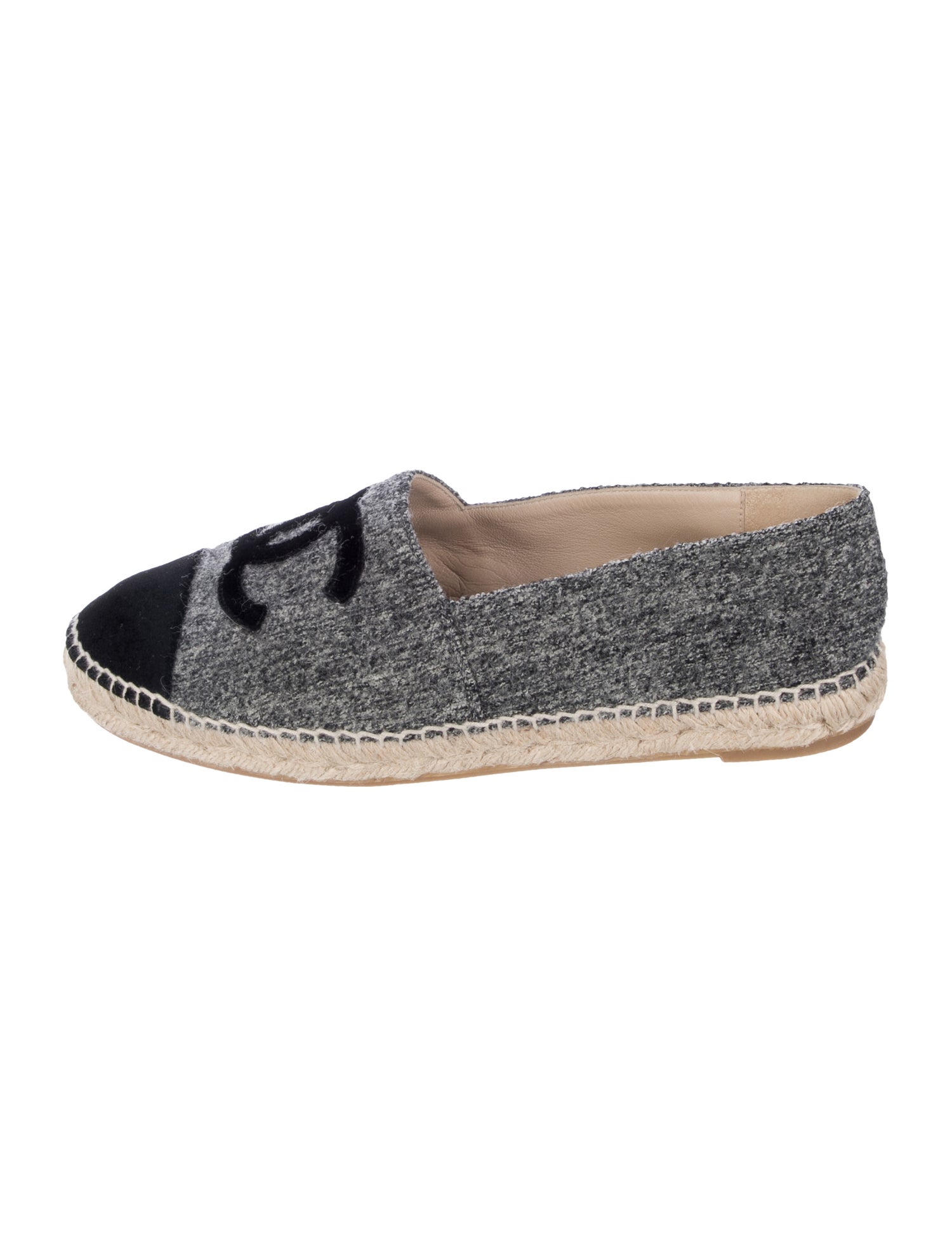 Chanel Interlocking CC Logo Tweed Espadrilles