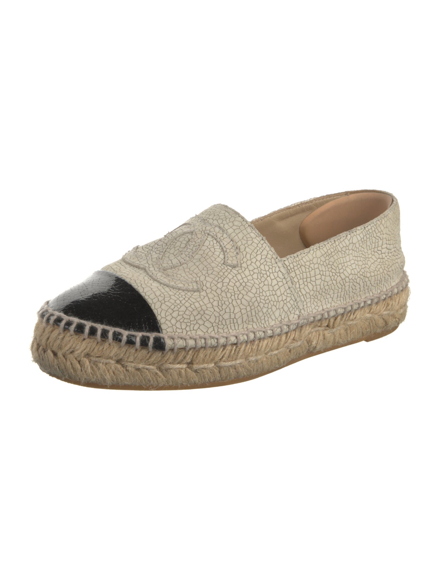 Chanel Interlocking CC Logo Leather Espadrilles