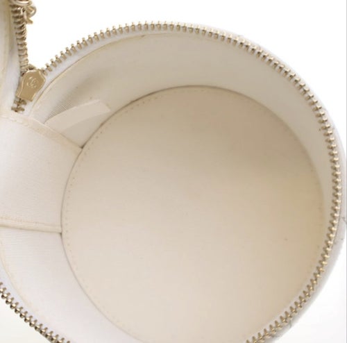 Chanel Lambskin Round Vanity Case With Chain
