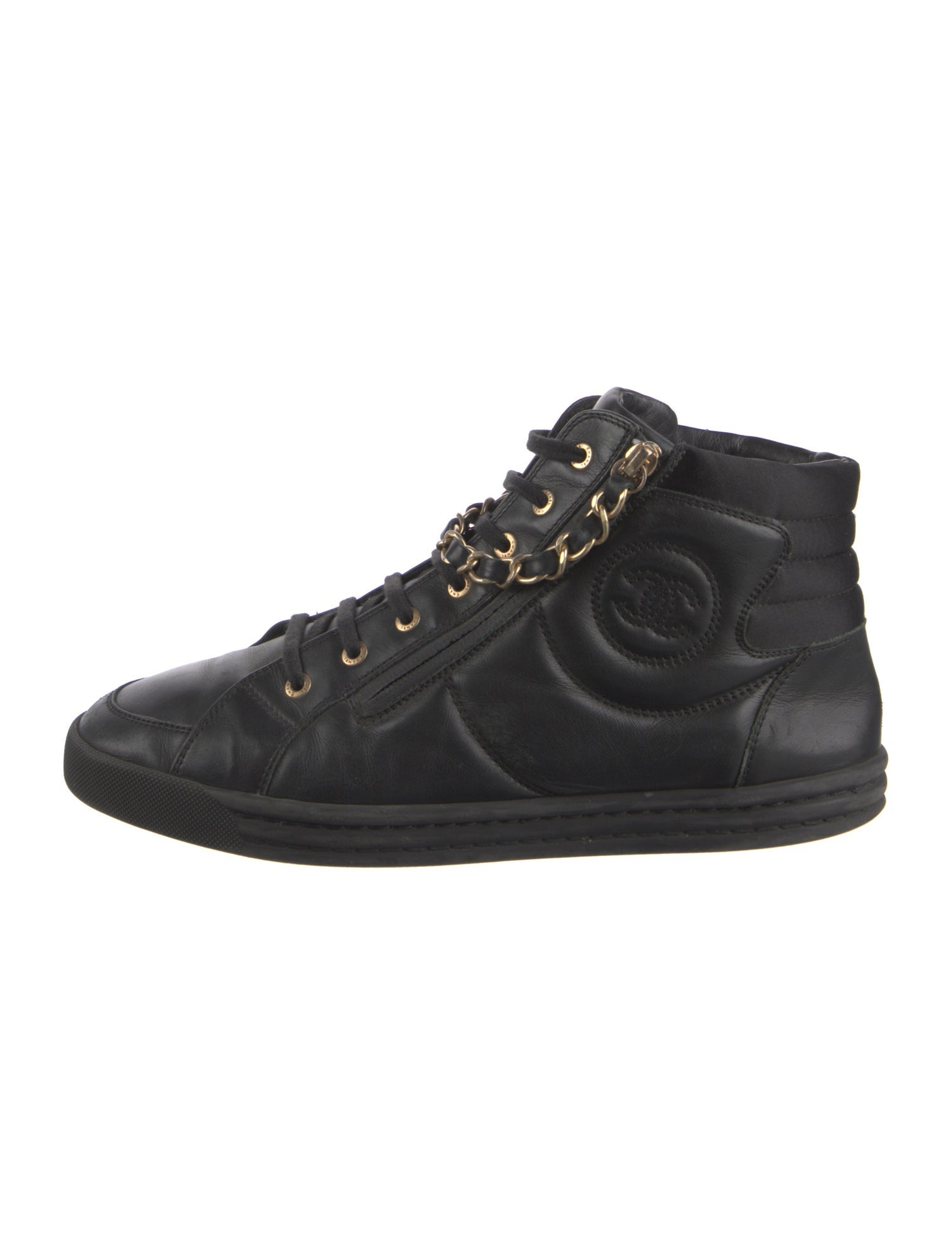 Chanel Interlocking CC Logo Leather Sneakers
