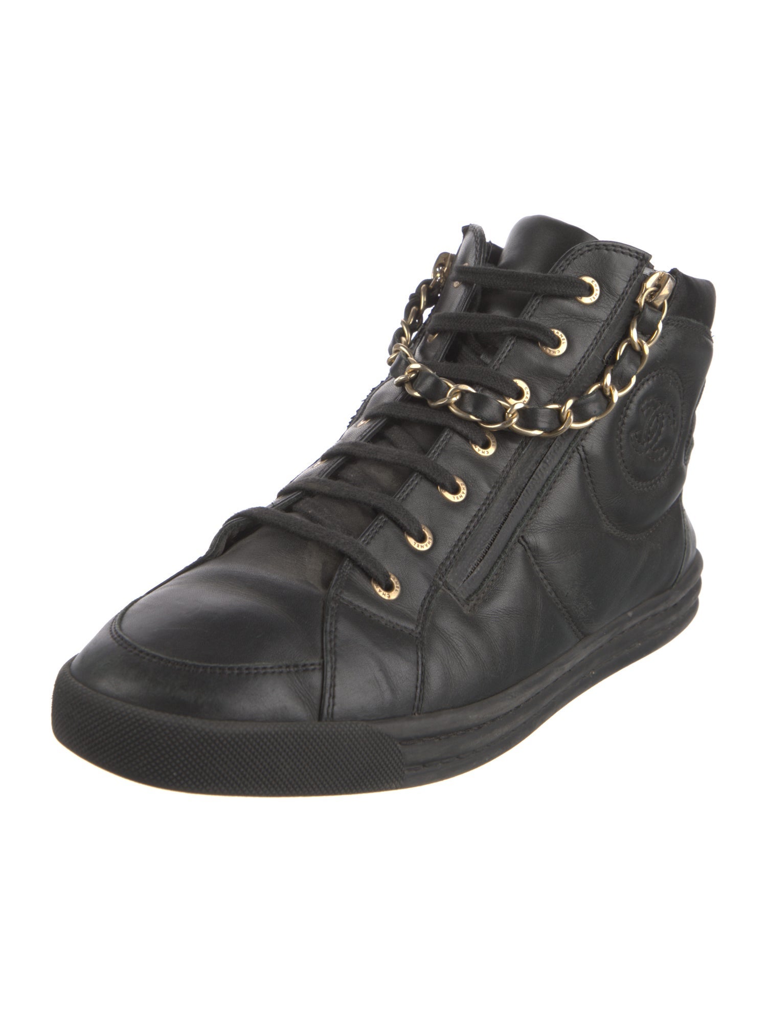 Chanel Interlocking CC Logo Leather Sneakers