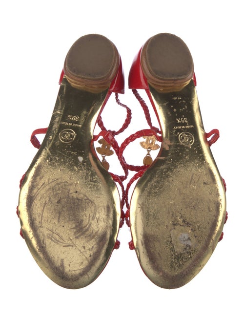 Chanel Interlocking CC Logo Patent Leather Sandals