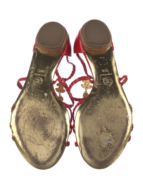 Chanel Interlocking CC Logo Patent Leather Sandals