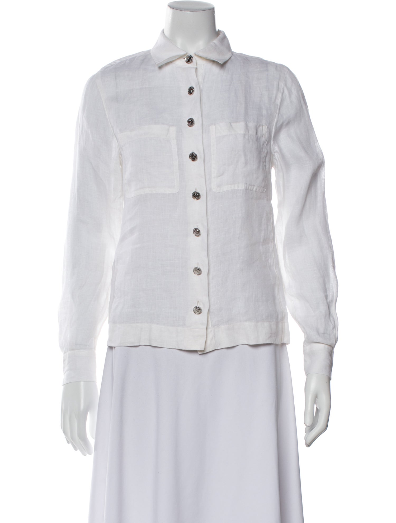 Chanel Late 1980's - Early 1990's Linen Button-Up Top
