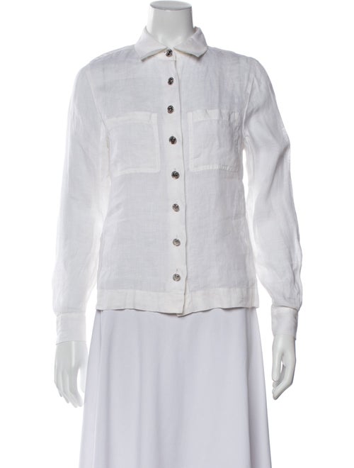 Chanel Late 1980's - Early 1990's Linen Button-Up Top