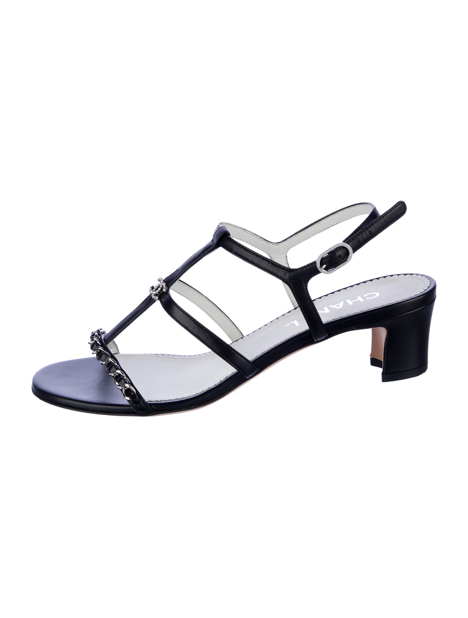 Chanel 2023 Interlocking CC Logo T-Strap Sandals