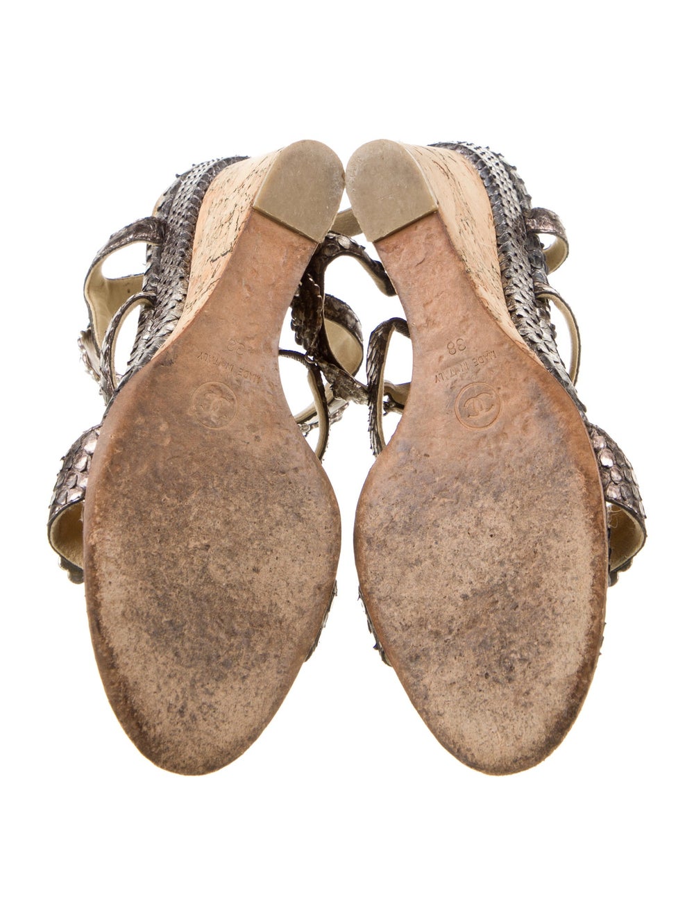 Chanel Python Slingback Sandals Metallic & Silver… - image 5