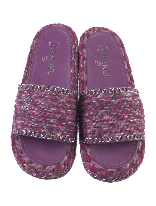 Chanel Interlocking CC Logo Wool Slides