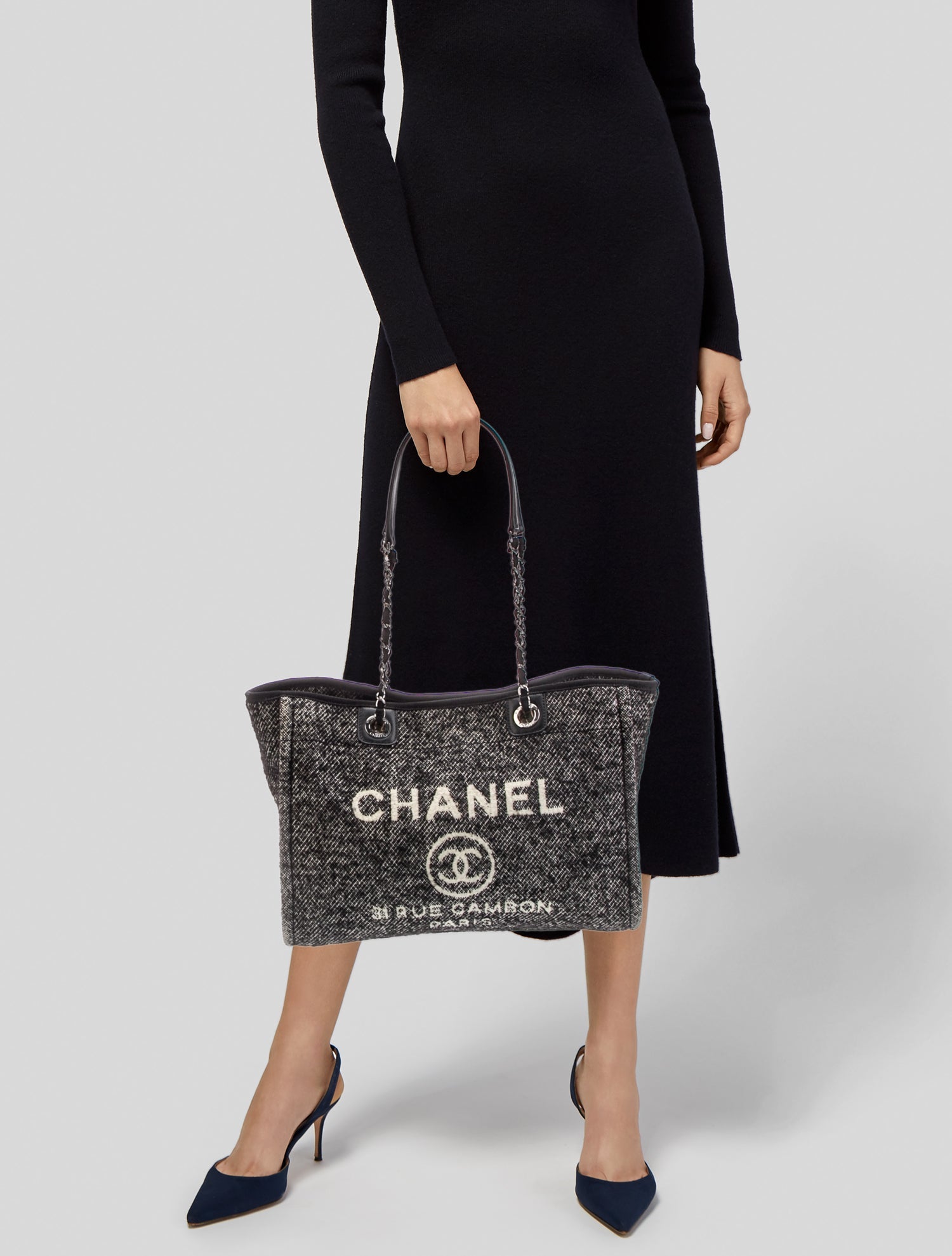 Chanel Wool Small Deauville Shopping Bag