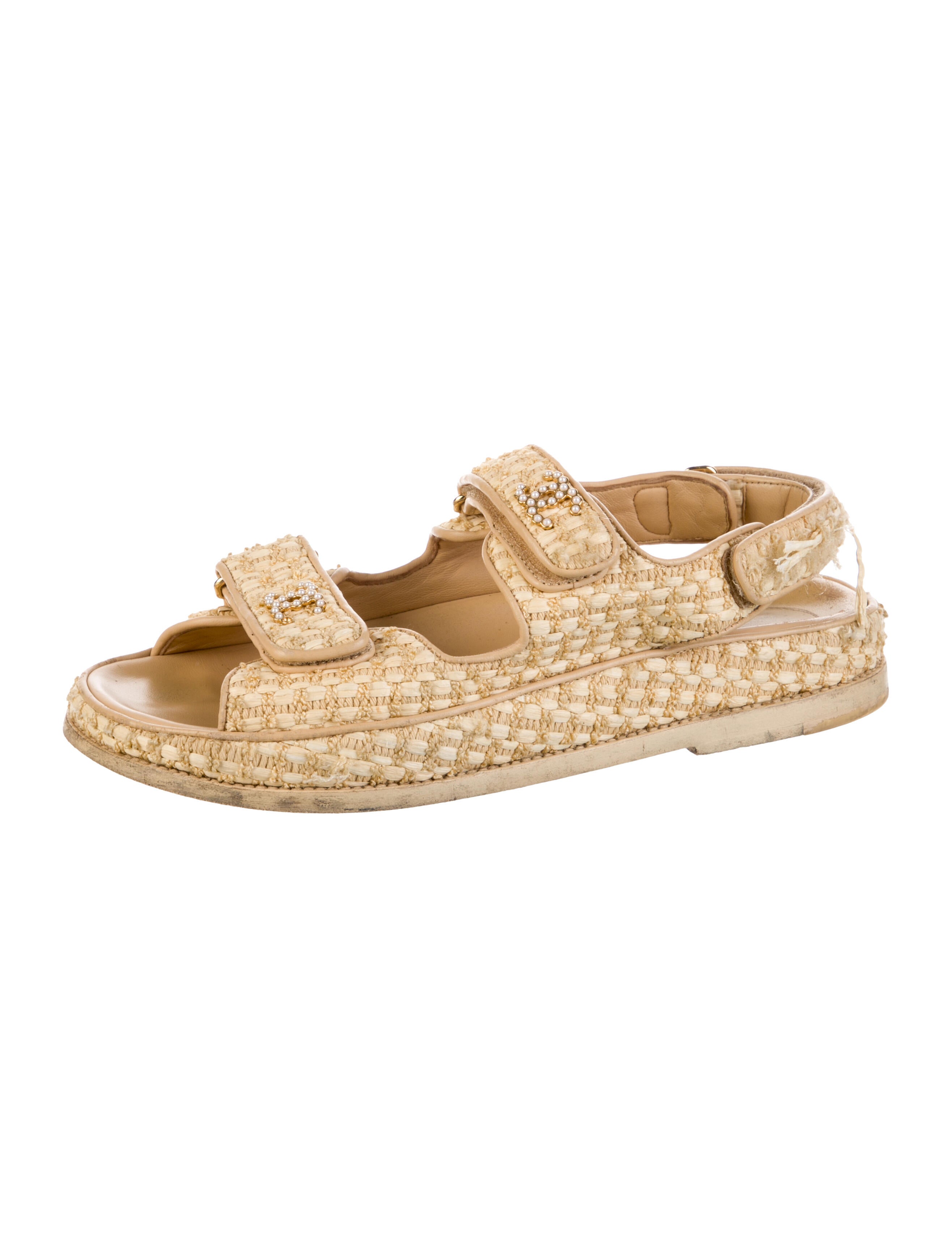 Chanel Interlocking CC Logo Raffia Espadrilles