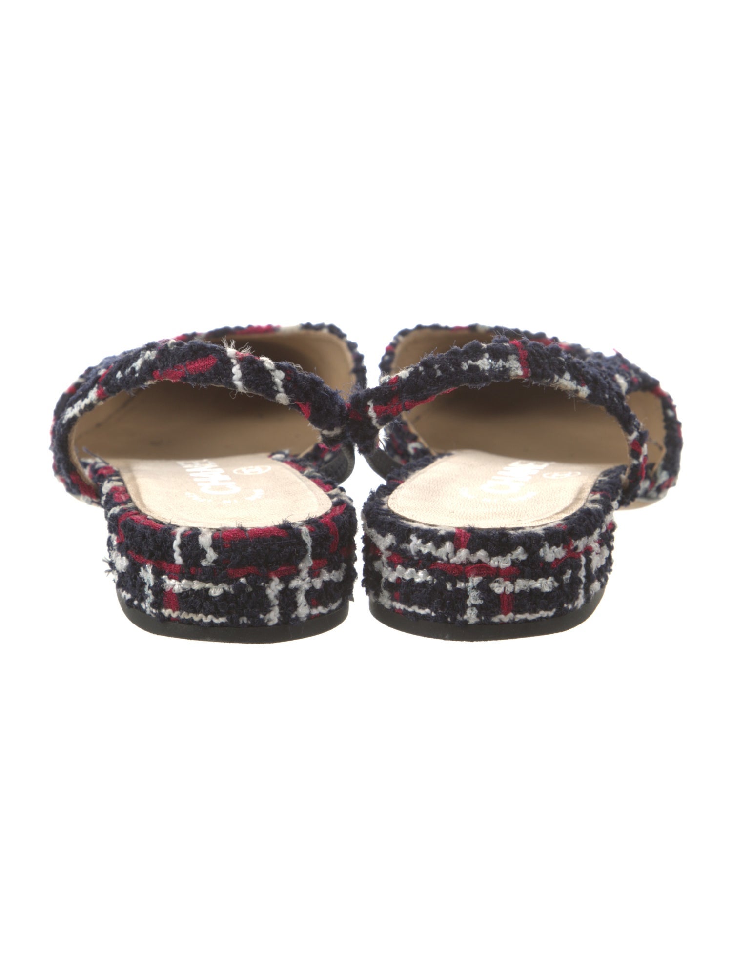 Interlocking CC Logo Tweed Slingback Flats