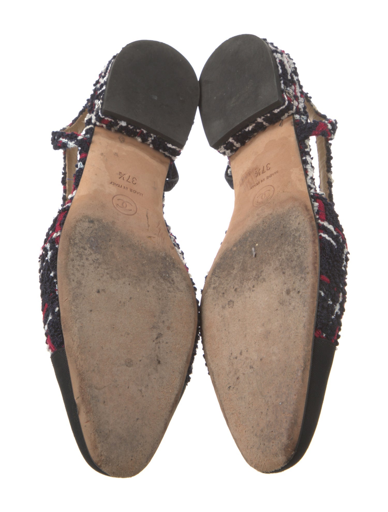Interlocking CC Logo Tweed Slingback Flats