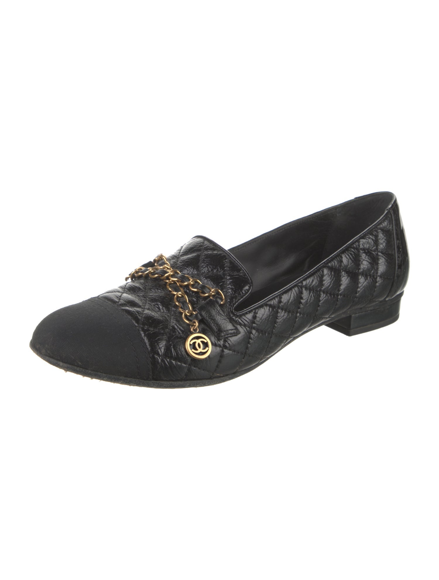 Chanel Interlocking CC Logo Leather Loafers
