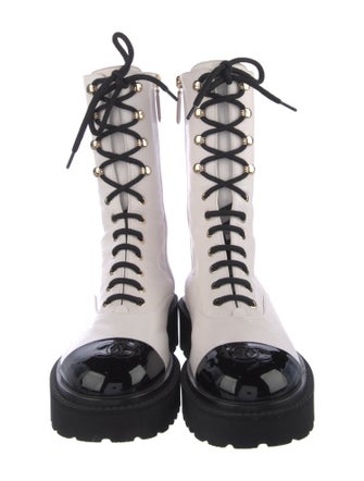 Chanel 2022 Interlocking CC Logo Combat Boots