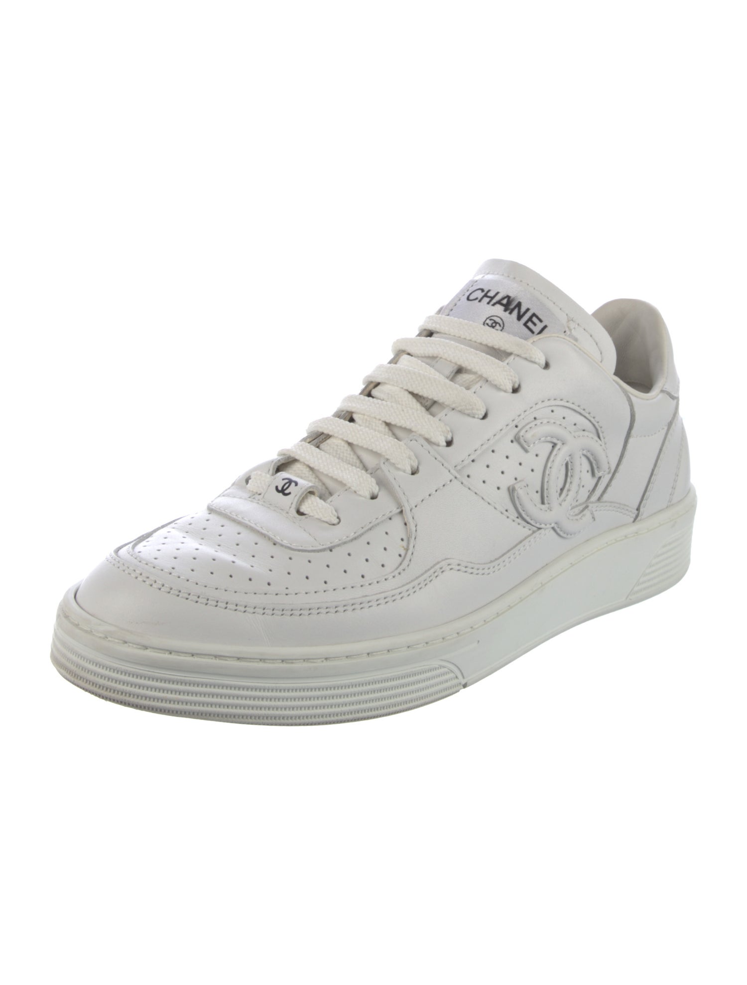 Chanel Interlocking CC Logo Leather Sneakers