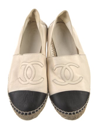 Chanel Interlocking CC Logo Leather Espadrilles