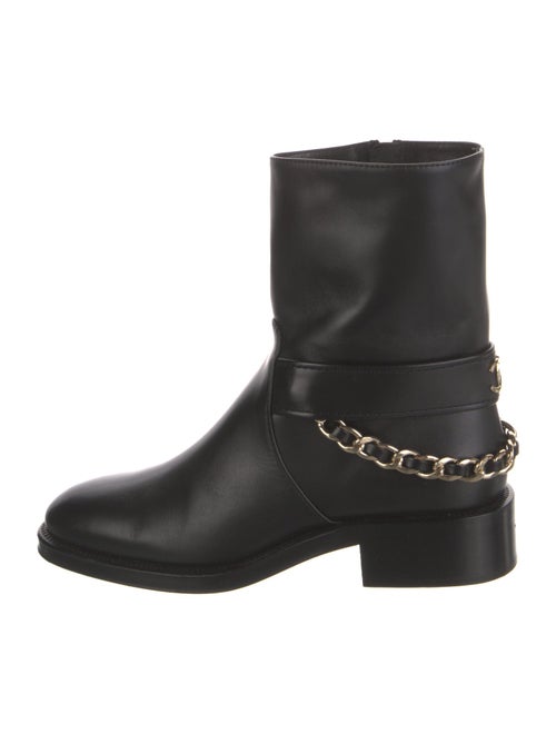 Chanel Interlocking CC Logo Leather Moto Boots