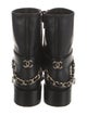 Chanel Interlocking CC Logo Leather Moto Boots