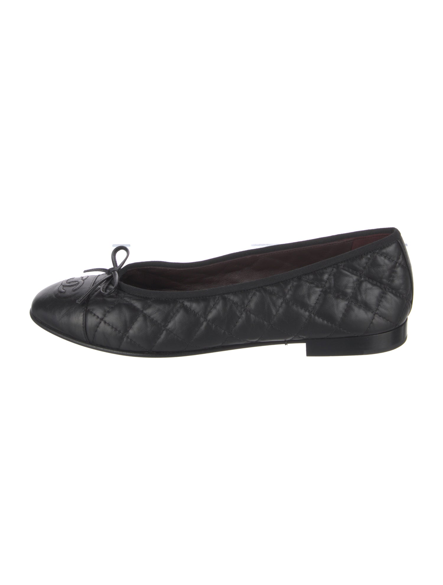 Chanel Interlocking CC Logo Leather Ballet Flats