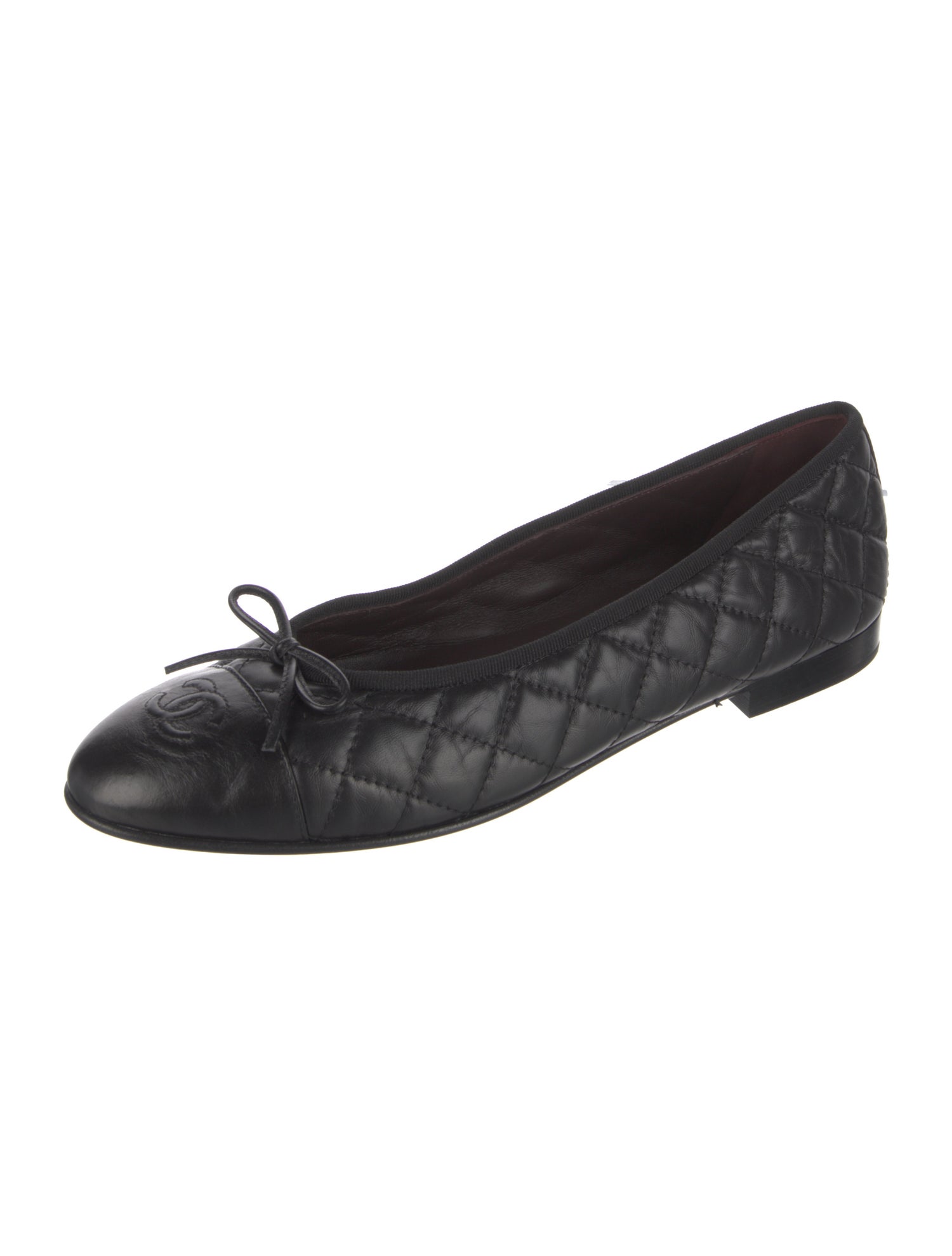 Chanel Interlocking CC Logo Leather Ballet Flats
