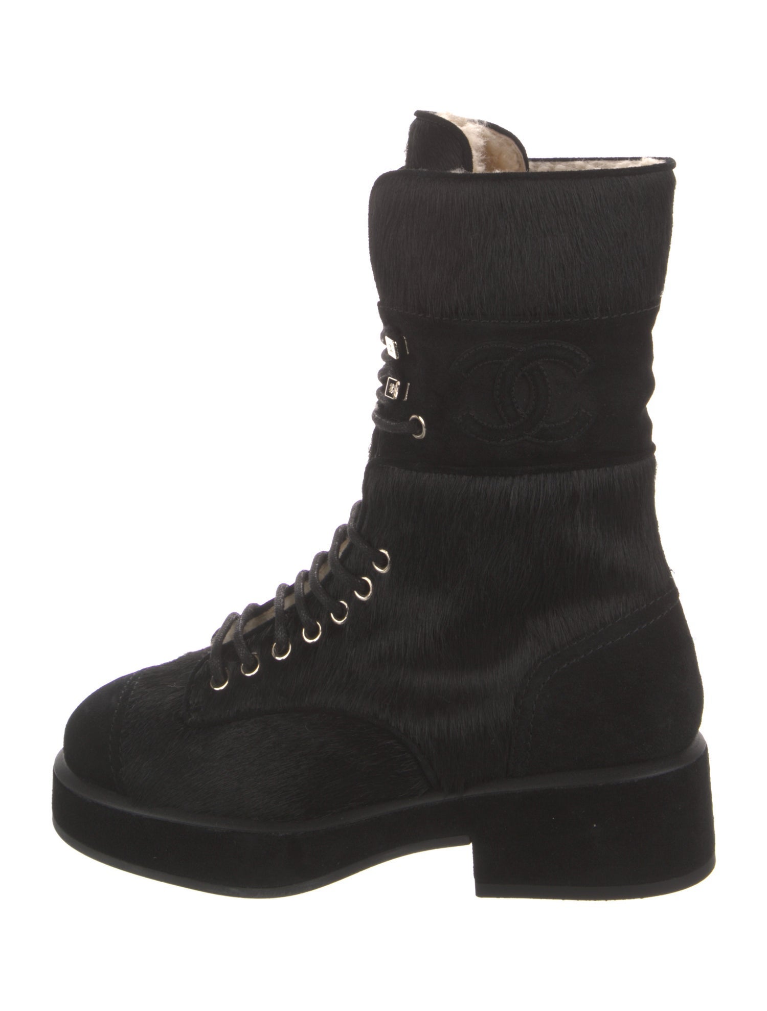 Chanel 2022 Interlocking CC Logo Combat Boots w/ Tags
