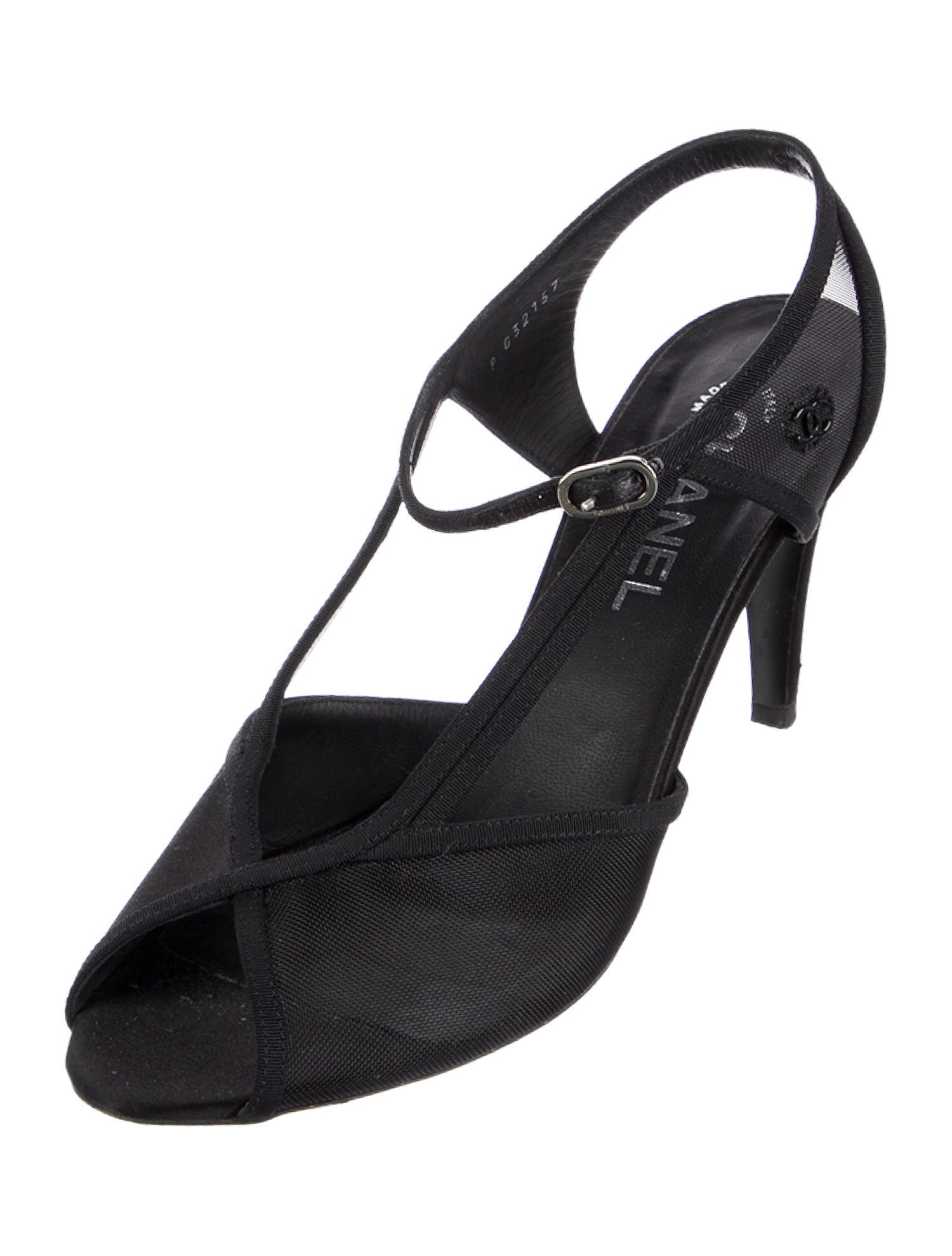 Chanel Interlocking CC Logo Satin Slingback Sandals