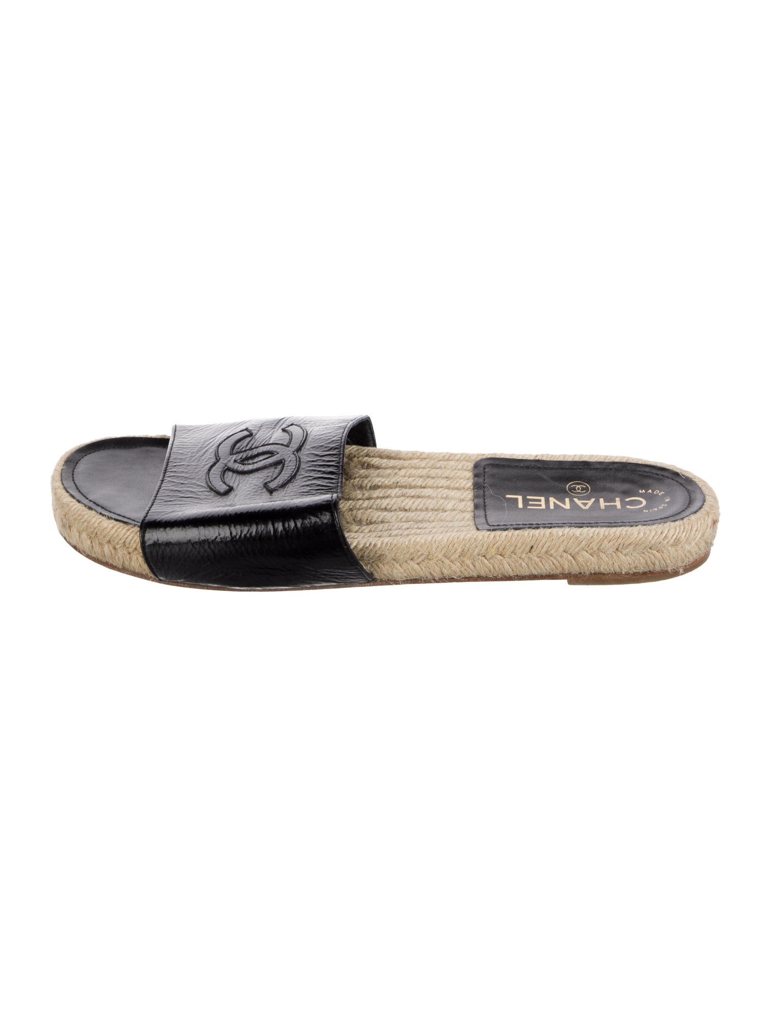 Chanel Interlocking CC Logo Leather Espadrilles