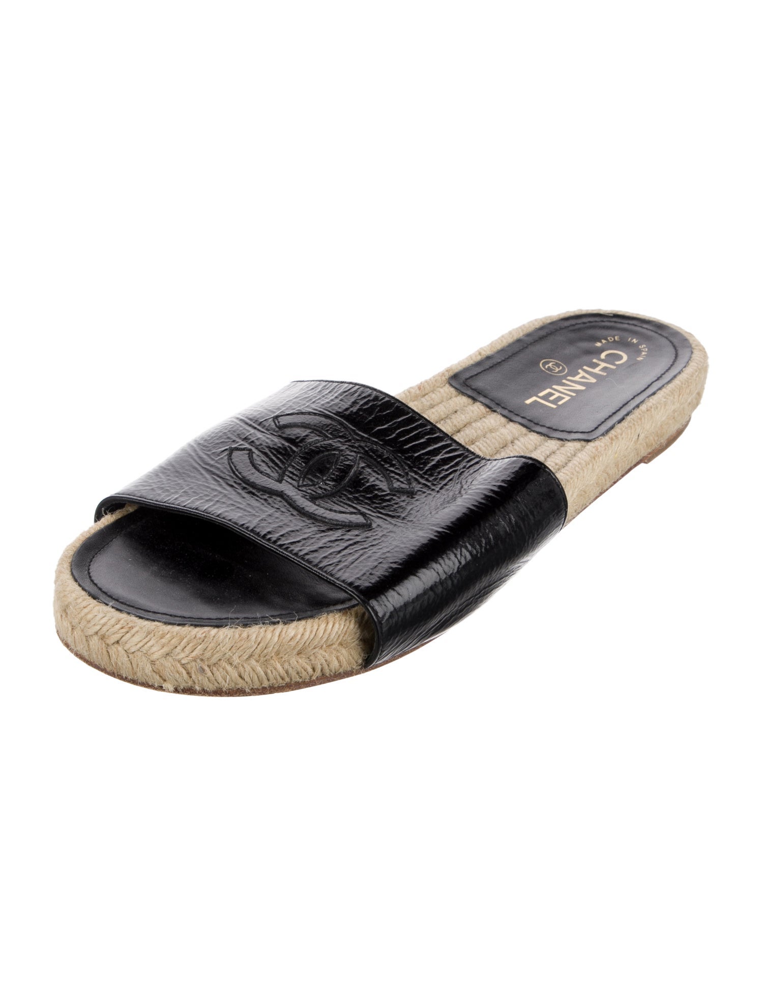 Chanel Interlocking CC Logo Leather Espadrilles