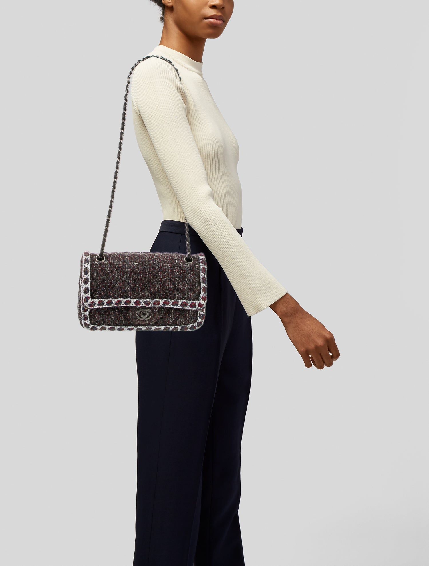 Chanel Classic Medium Tweed Double Flap Bag