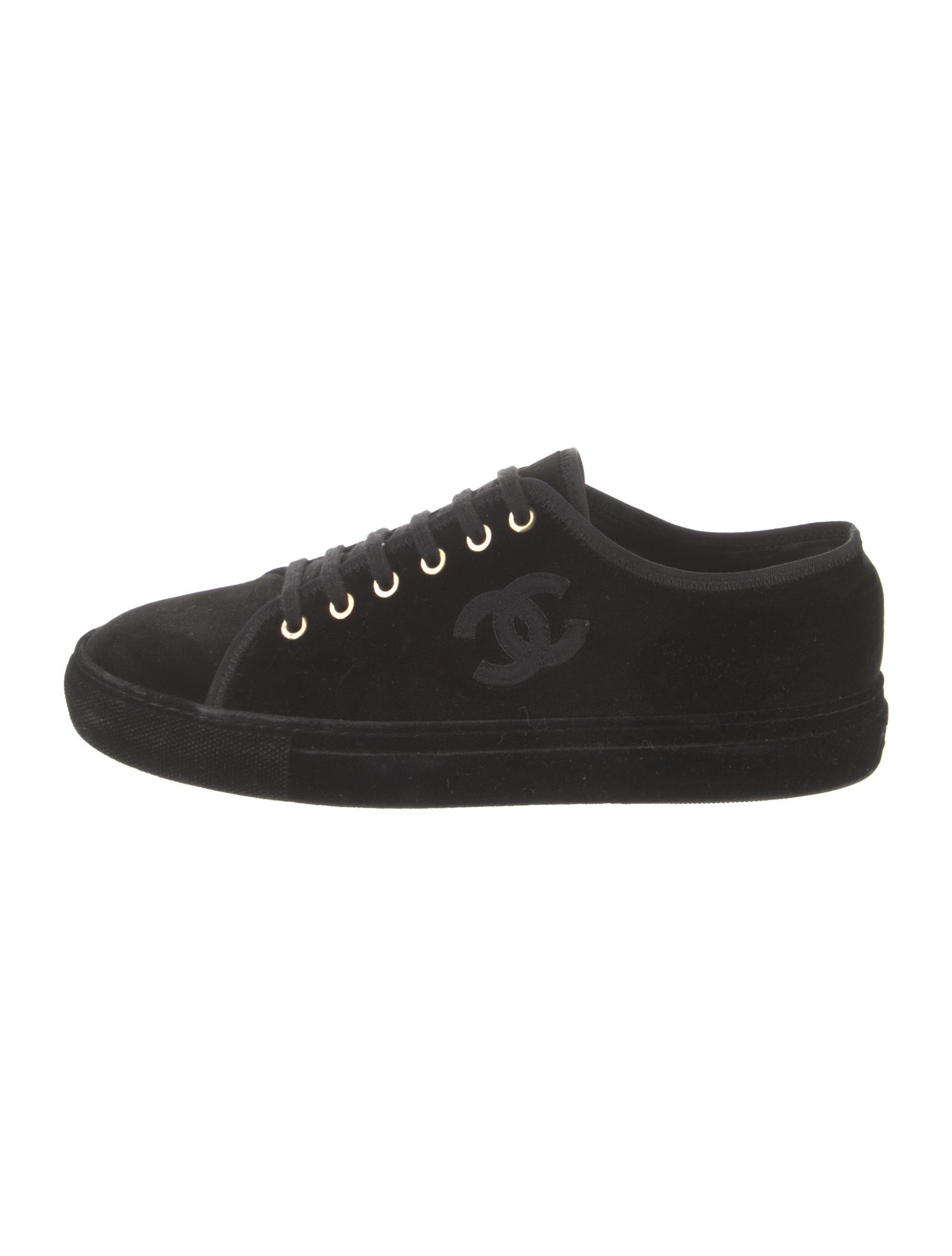 Chanel Interlocking CC Logo Velvet Sneakers