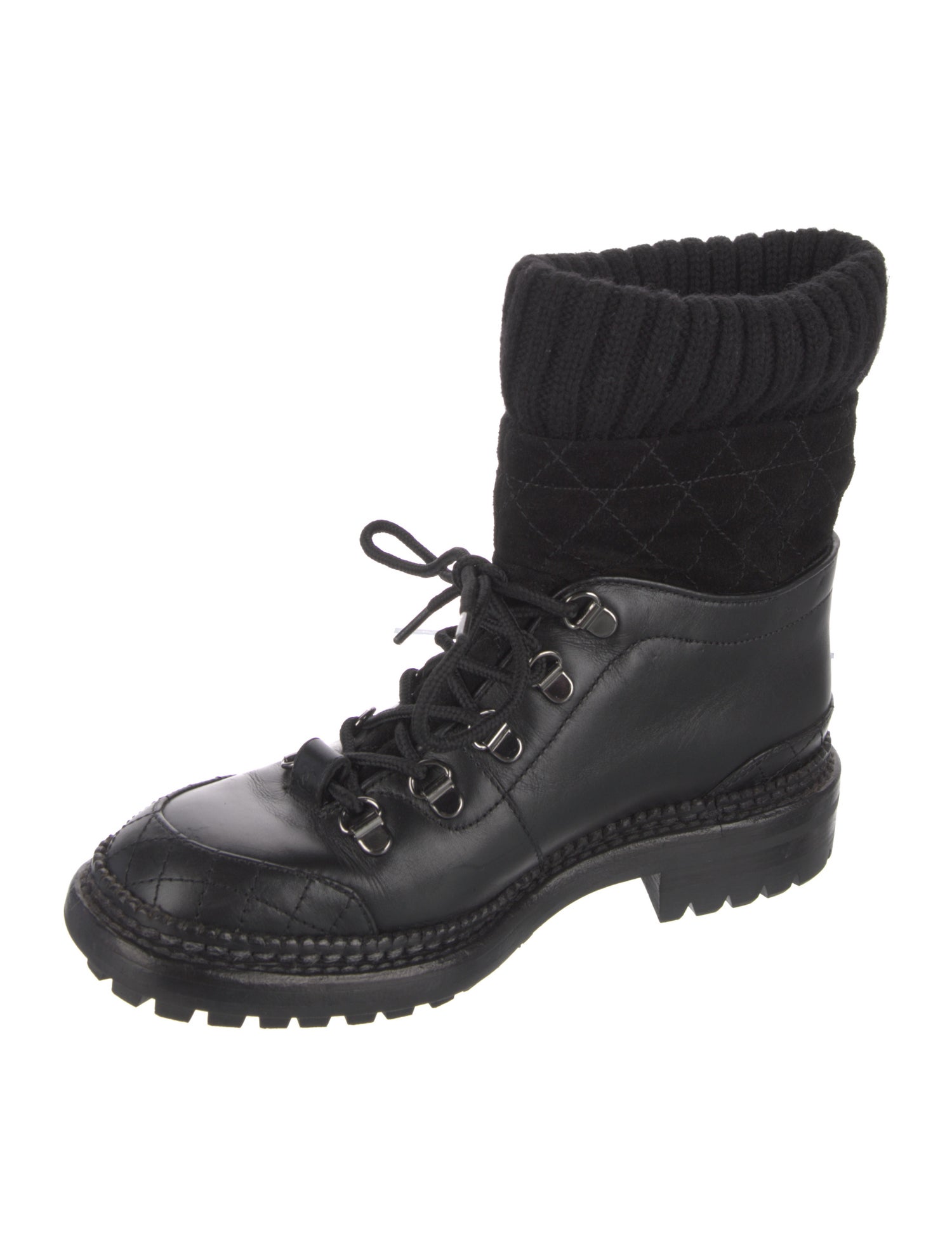 Chanel 2016 Interlocking CC Logo Combat Boots