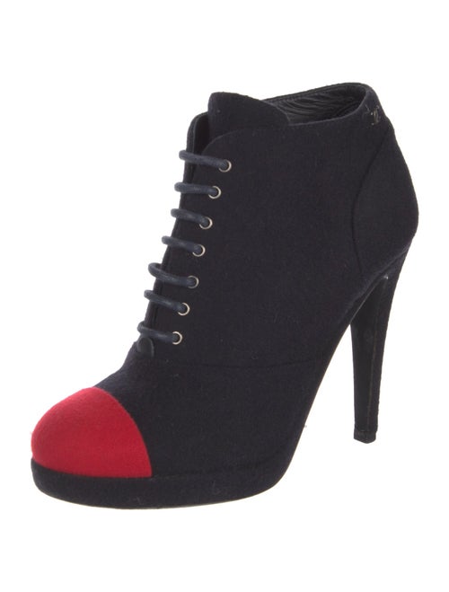 Chanel Interlocking CC Logo Wool Lace-Up Boots