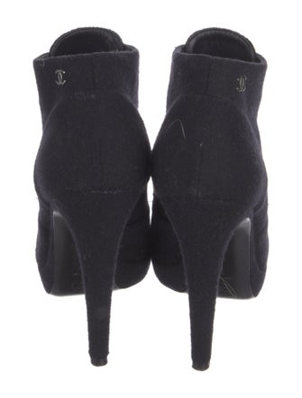 Chanel Interlocking CC Logo Wool Lace-Up Boots