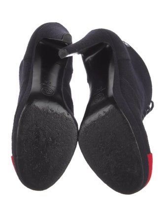 Chanel Interlocking CC Logo Wool Lace-Up Boots