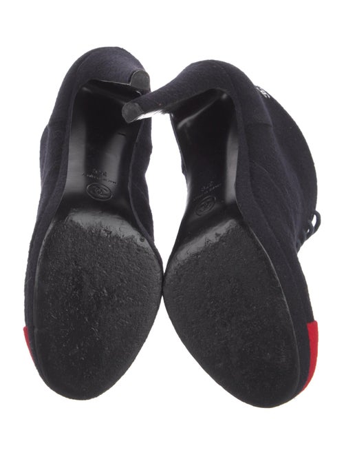 Chanel Interlocking CC Logo Wool Lace-Up Boots