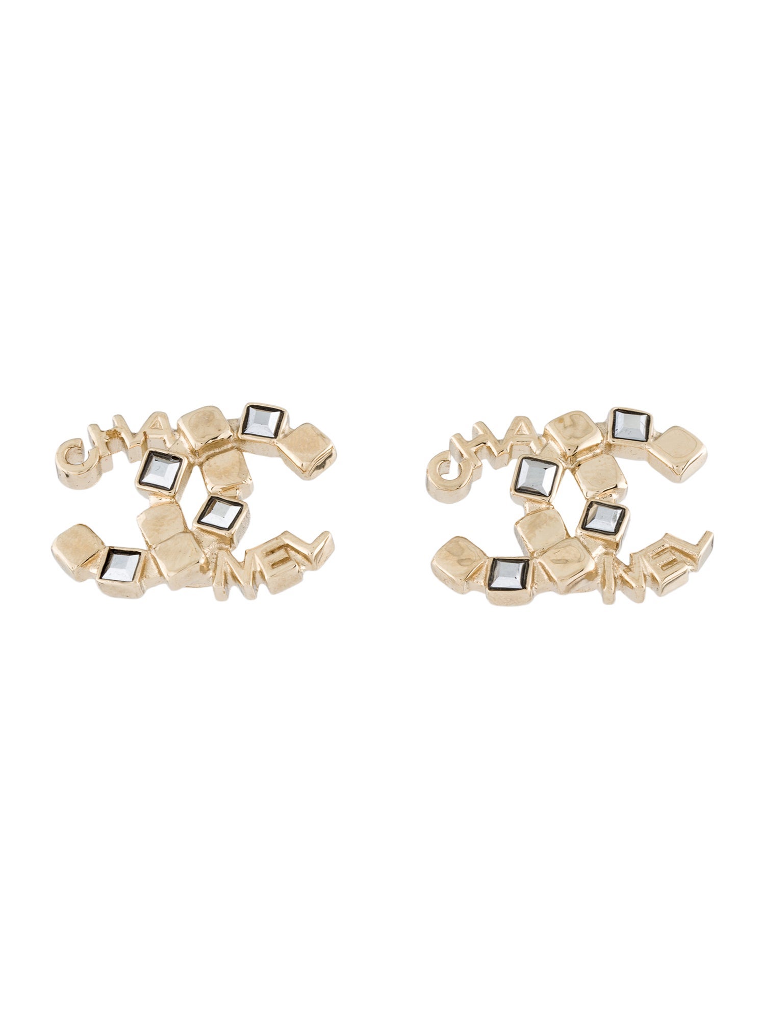 Chanel 2024 Strass CC Stud Earrings
