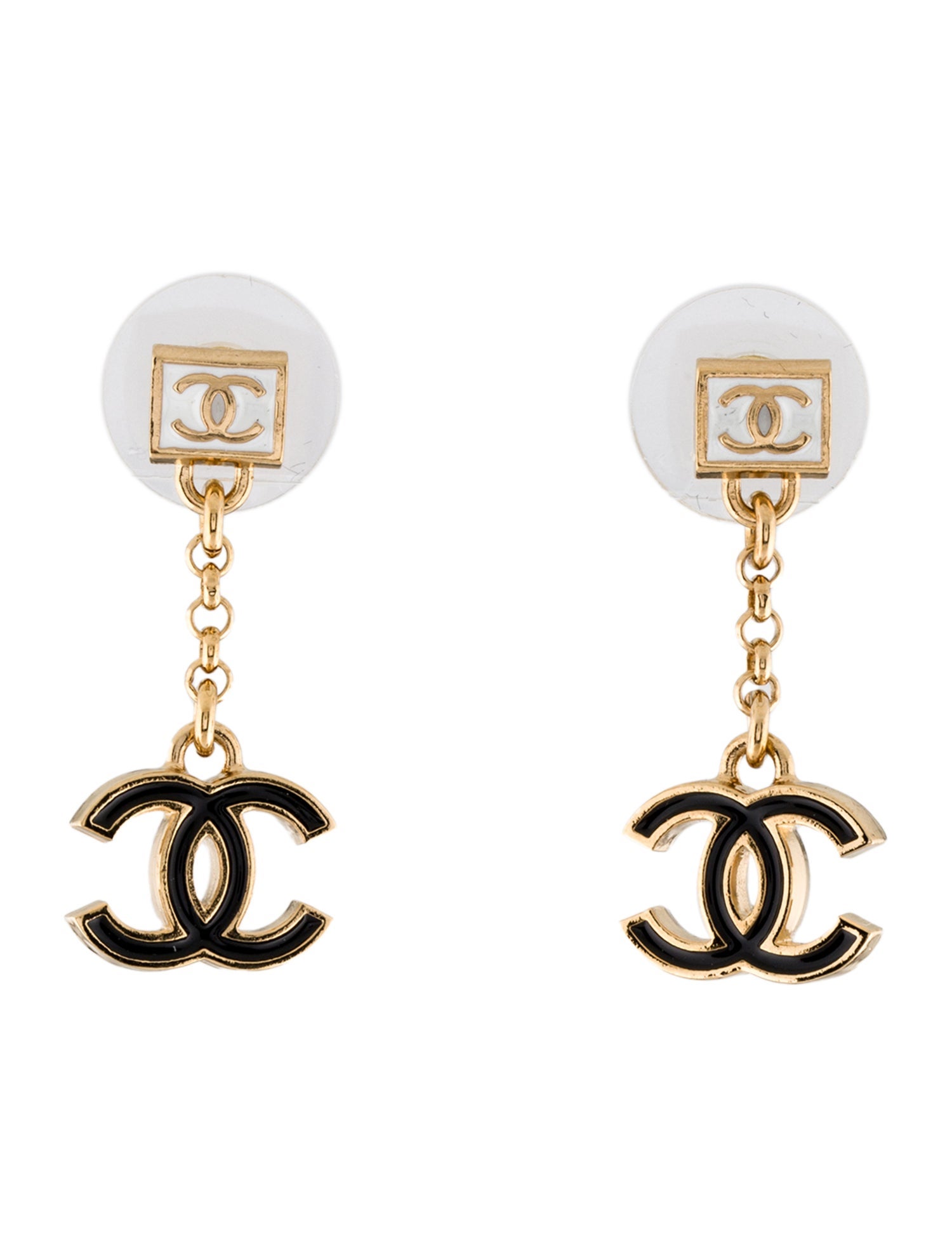 Chanel 2024 Enamel CC Drop Earrings