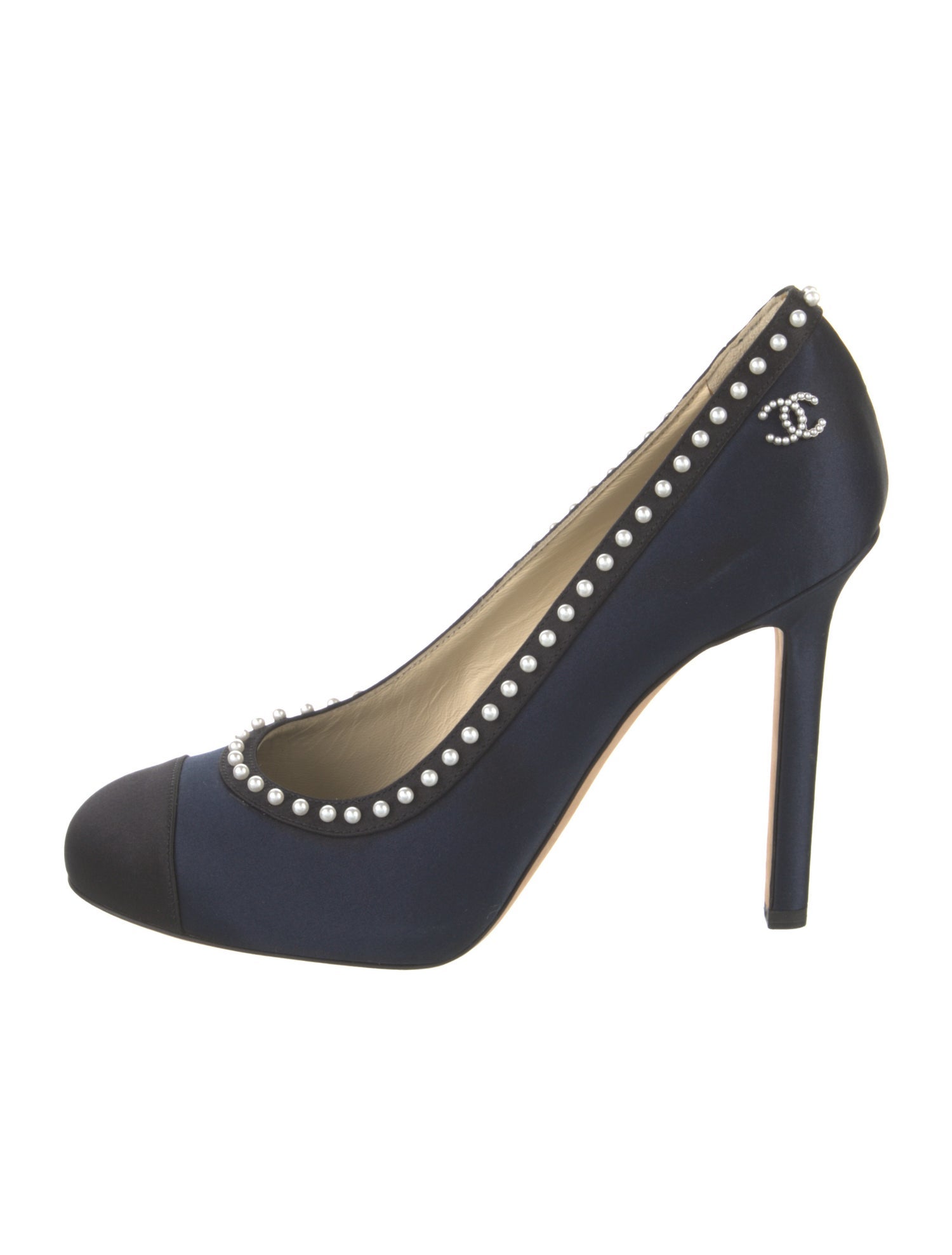 Chanel Interlocking CC Logo Silk Pumps