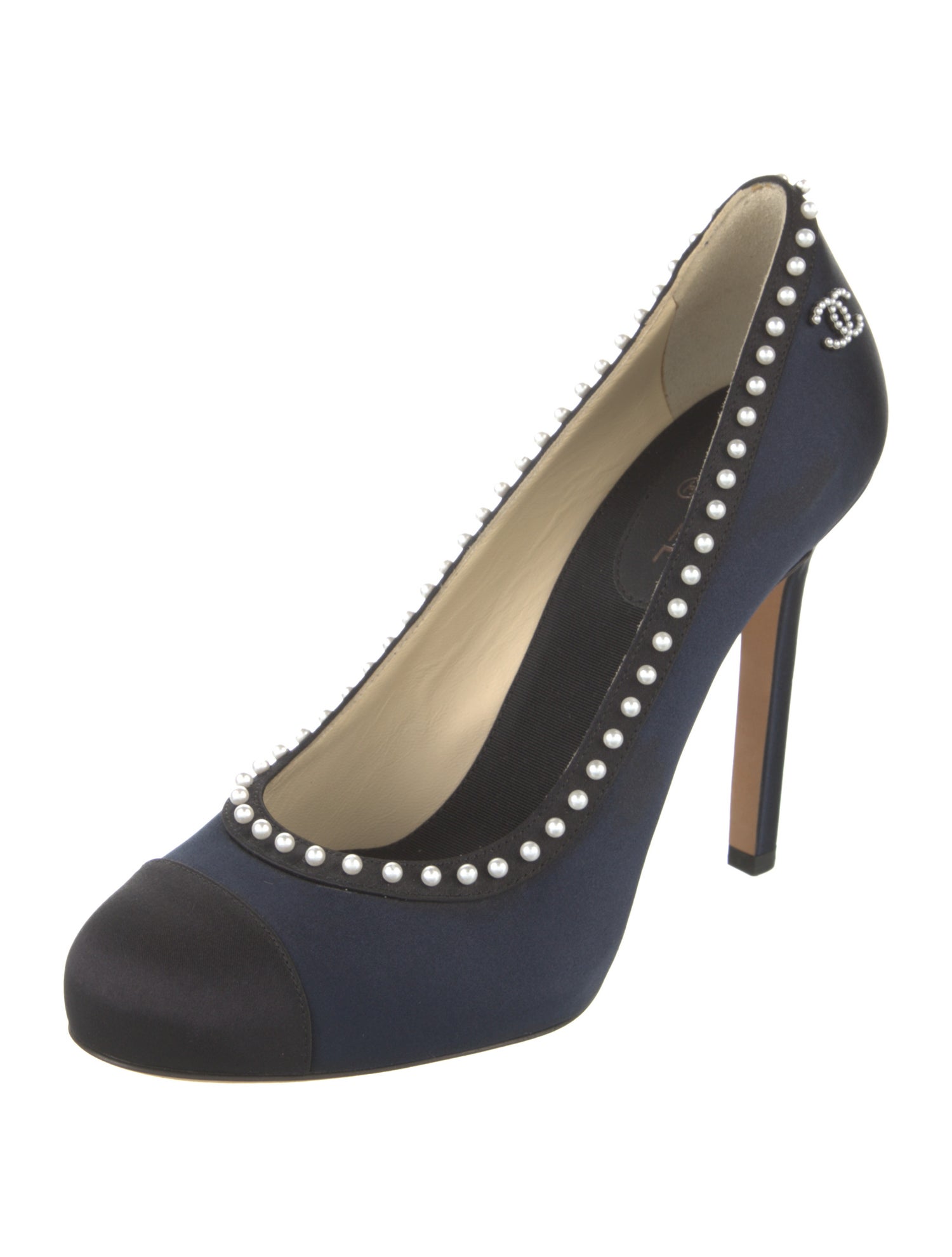 Chanel Interlocking CC Logo Silk Pumps