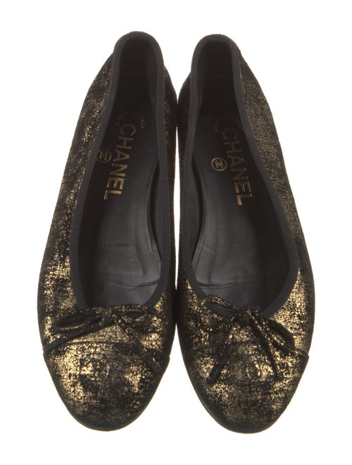 Chanel Interlocking CC Logo Suede Flats