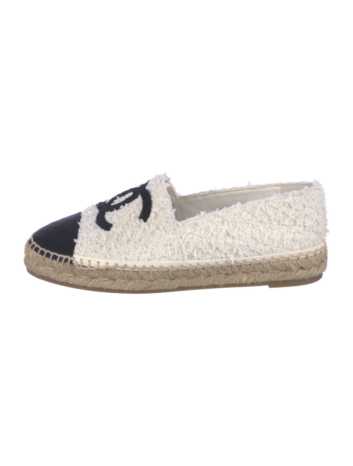 Chanel Interlocking CC Logo Tweed Espadrilles