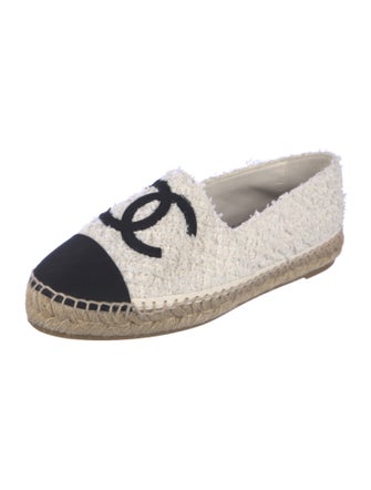 Chanel Interlocking CC Logo Tweed Espadrilles
