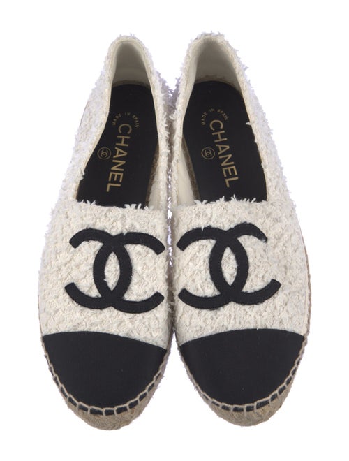 Chanel Interlocking CC Logo Tweed Espadrilles