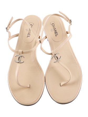 Chanel 2019 Interlocking CC Logo T-Strap Sandals