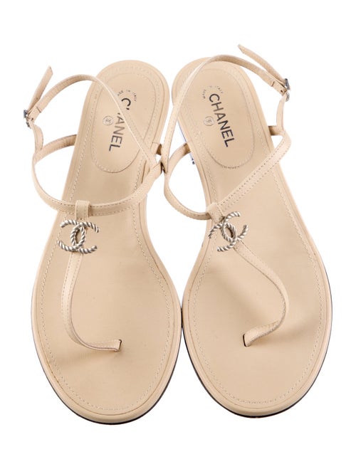 Chanel 2019 Interlocking CC Logo T-Strap Sandals