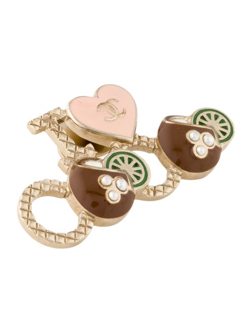Chanel Faux Pearl & Enamel I Love Coco Pin