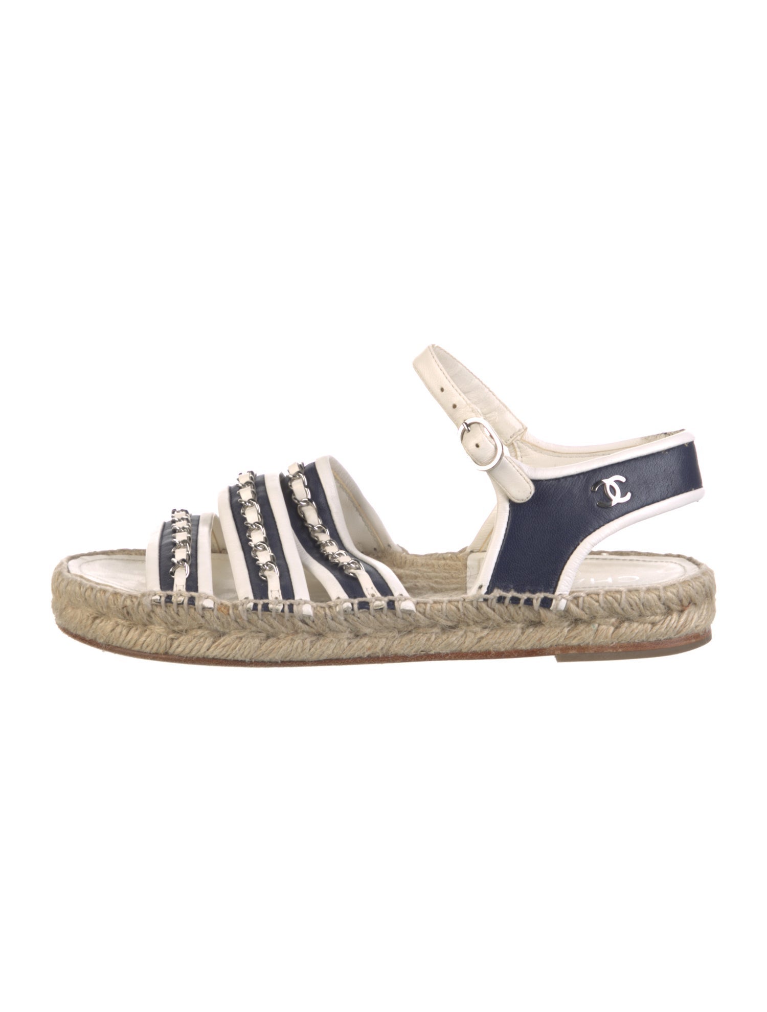 Chanel Interlocking CC Logo Leather Espadrilles