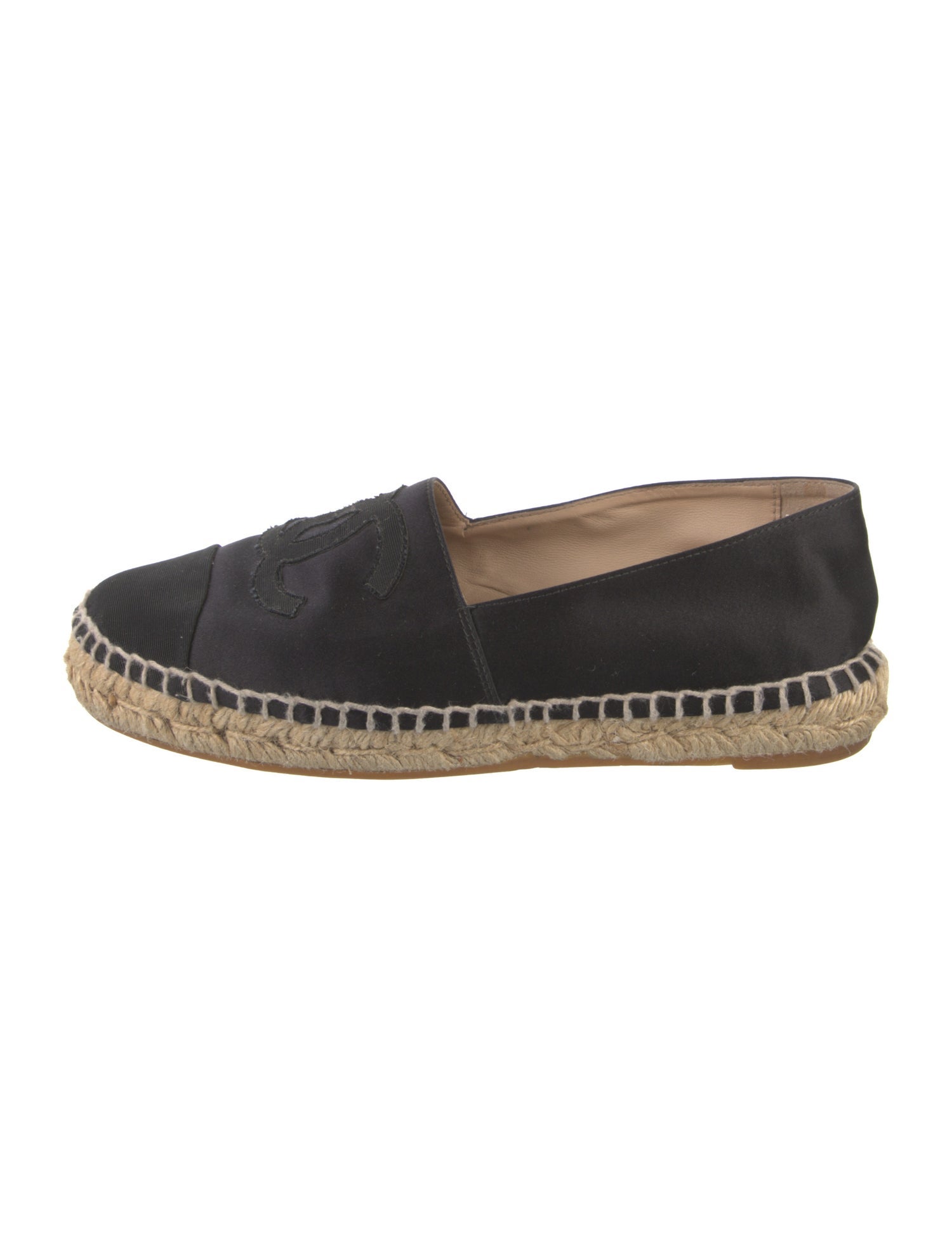 Chanel Interlocking CC Logo Satin Espadrilles
