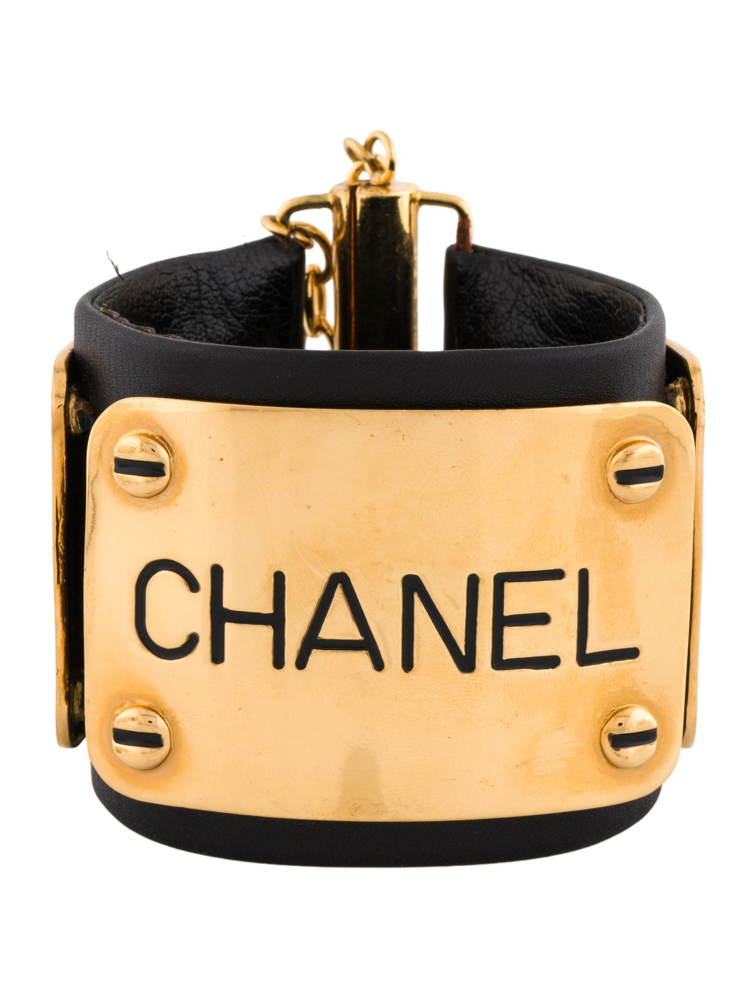 Chanel Vintage Leather CC Wrap Bracelet
